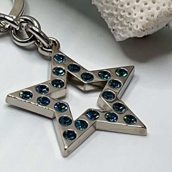 Blue Crystal Cut Out Star Purse Charm/Key Chain COACH - Picture 9 of 11